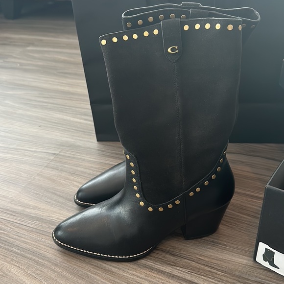 *BRAND NEW* Coach - Pheobe Boots (Black leather & Suede) - Picture 2 of 10